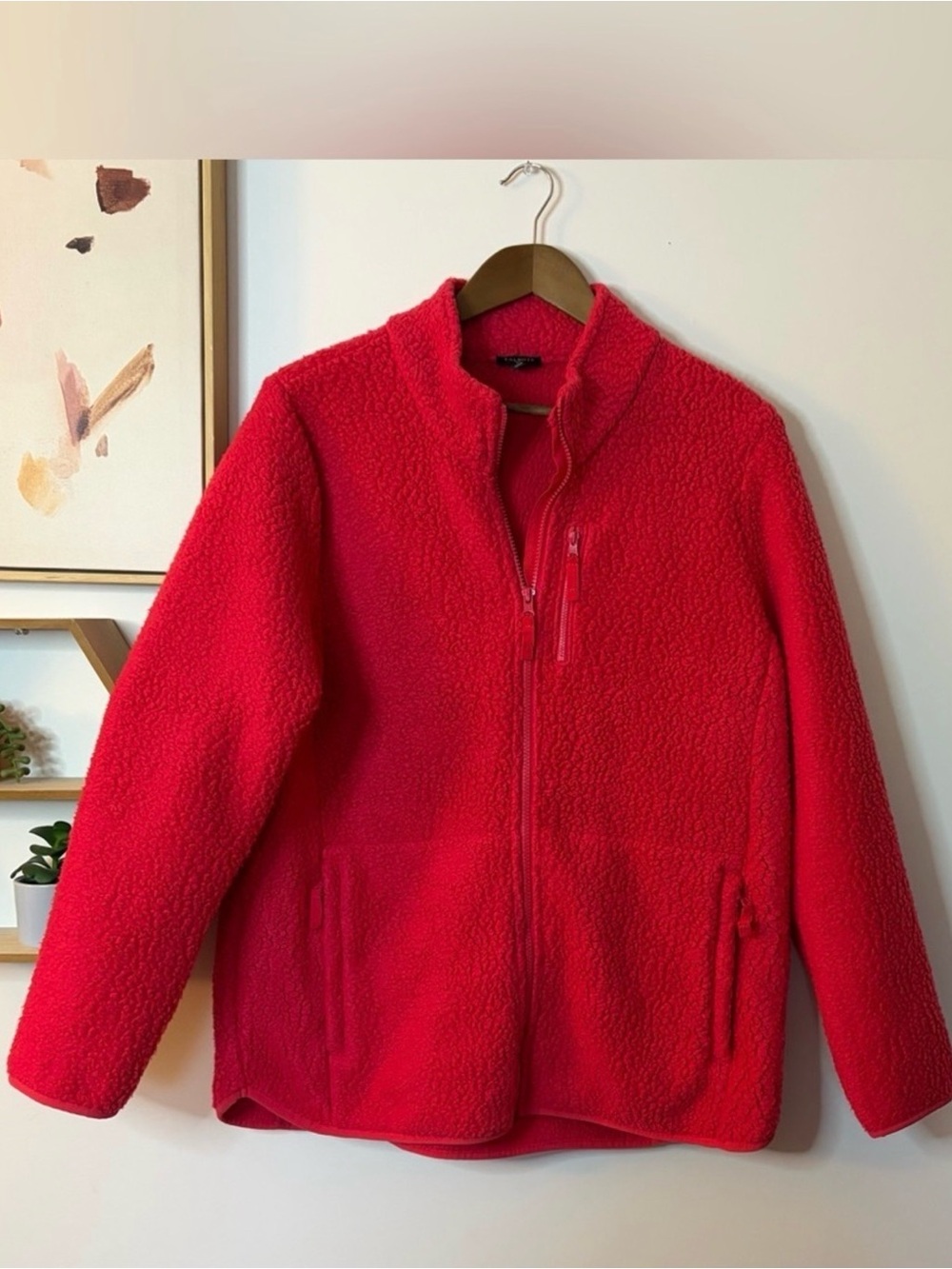 Talbots Cozy Red Sherpa Zip Jacket 1X